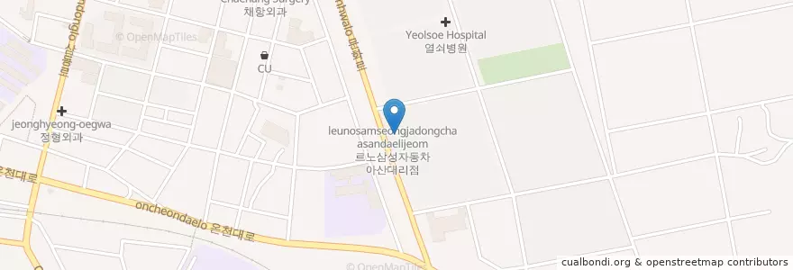 Mapa de ubicacion de SK주유소 en 韩国/南韓, 忠清南道, 牙山市.