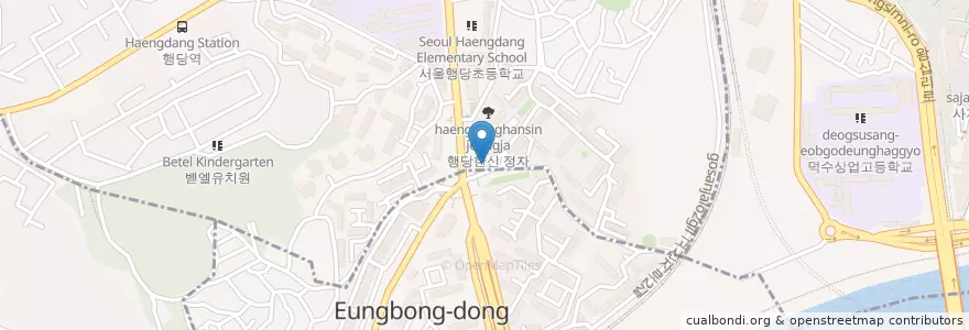 Mapa de ubicacion de 하나은행 응봉삼거리지점 en 대한민국, 서울, 성동구.