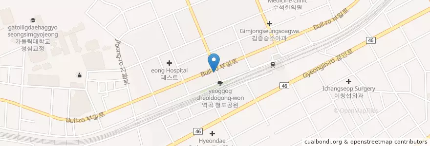 Mapa de ubicacion de 청진동 해장국 en كوريا الجنوبية, 경기도, 부천시.