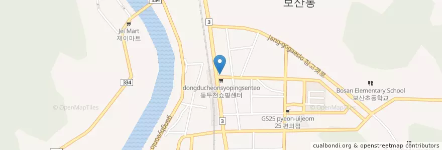 Mapa de ubicacion de 에버델리 en 大韓民国, 京畿道, 東豆川市.