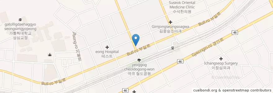 Mapa de ubicacion de 불타는 소금구이 en Güney Kore, 경기도, 부천시.