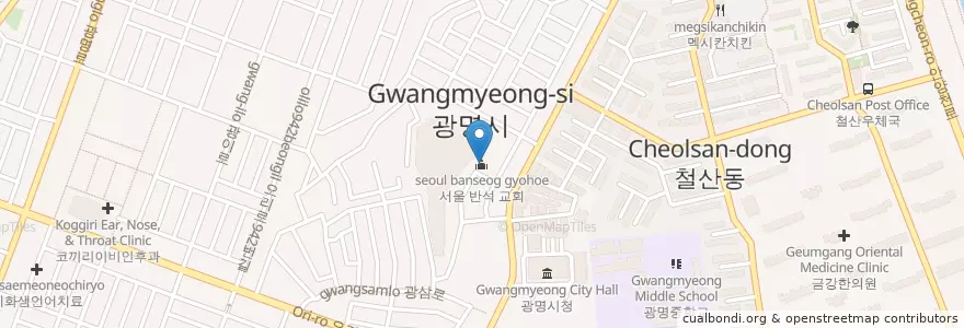 Mapa de ubicacion de 서울 반석 교회 en 대한민국, 경기도, 광명시.