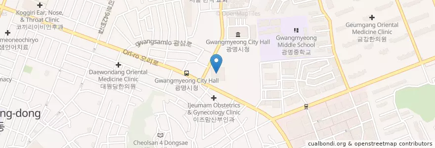 Mapa de ubicacion de 광명시민회관 en Güney Kore, 경기도, 광명시.