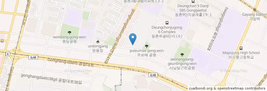 Mapa de ubicacion de 태권도 en South Korea, Seoul, Gangseo-Gu, Deungchon 3(Sam)-Dong.