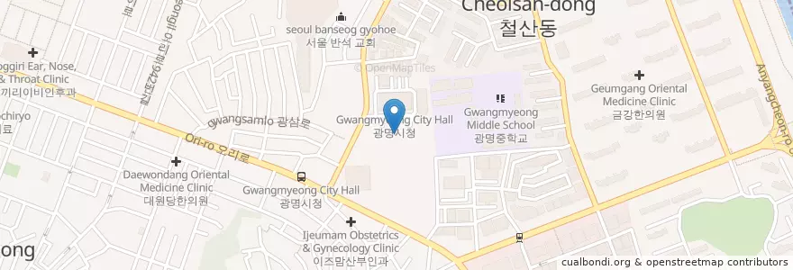 Mapa de ubicacion de 시청 공용 주차장 en 대한민국, 경기도, 광명시.