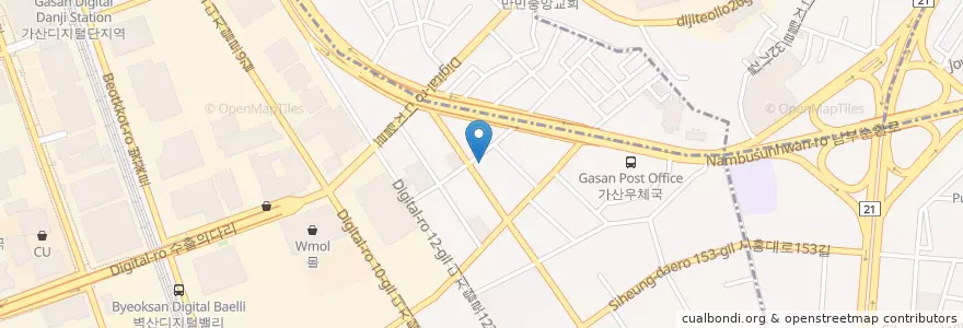 Mapa de ubicacion de 도미노피자 en 大韓民国, ソウル, 衿川区, 가산동.
