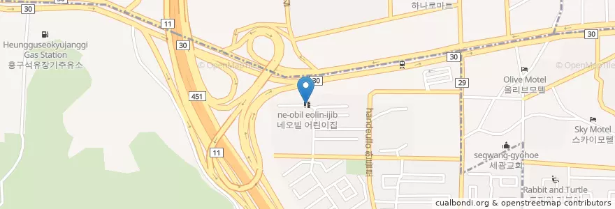 Mapa de ubicacion de 네오빌 어린이집 en 대한민국, 대구, 달서구, 장기동.