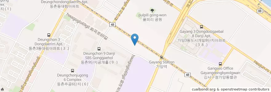 Mapa de ubicacion de 롯데시네마 가양점 en Corea Del Sud, Seul, 강서구, 등촌3동.