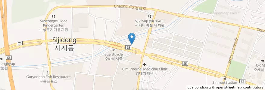 Mapa de ubicacion de 파티마 여성병원 (Patima Obstetrics & Gynecology Hospital) en Corea Del Sud, Daegu, 수성구, 고산동.