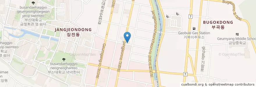 Mapa de ubicacion de 제이스퀘어 en 대한민국, 부산, 금정구, 장전동.