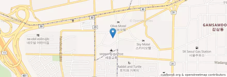 Mapa de ubicacion de Gamsam Catholic en South Korea, Daegu, Dalseo-Gu, Gamsam-Dong.