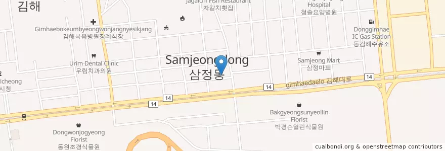 Mapa de ubicacion de 메이릴리(May lily) en Corea Del Sur, Gyeongsang Del Sur, 김해시.