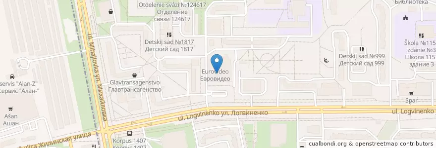 Mapa de ubicacion de Шоколадница en Rússia, Distrito Federal Central, Oblast De Moscou, Москва, Зеленоградский Административный Округ, Район Крюково.