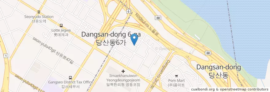 Mapa de ubicacion de 서울현대직업전문학교 en Südkorea, Seoul, 영등포구, 당산2동.