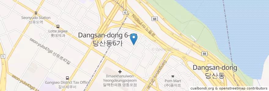 Mapa de ubicacion de 토프레소 양평동사거리점 en کره جنوبی, سئول, 영등포구, 당산2동.