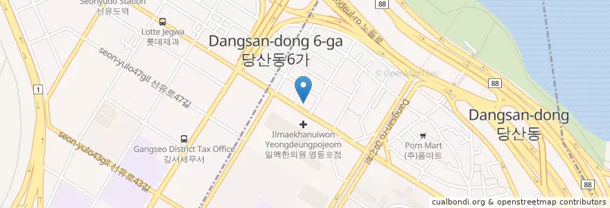 Mapa de ubicacion de 스타벅스 en 대한민국, 서울, 영등포구, 당산2동.