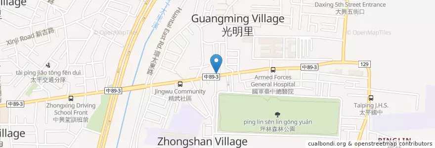 Mapa de ubicacion de 漢堡大師 en تايوان, تاي شانغ, 太平區.