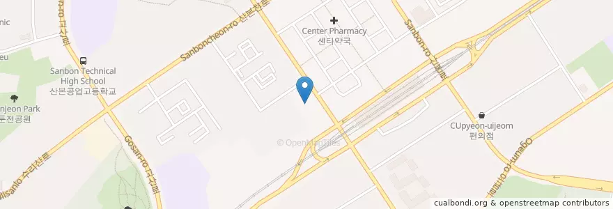 Mapa de ubicacion de 롯데시네마 en Zuid-Korea, Gyeonggi-Do, 군포시.