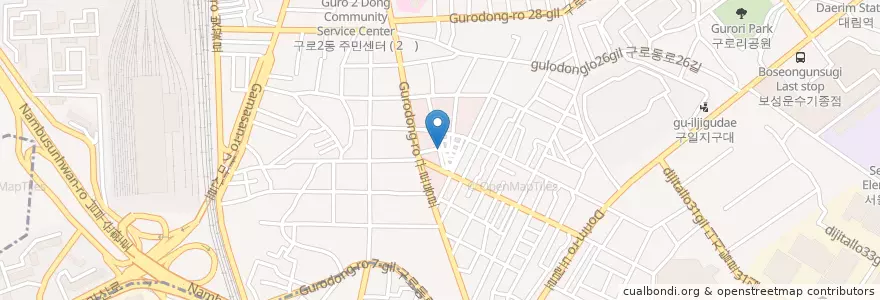 Mapa de ubicacion de 구로시장 영프라쟈 입구 en Corée Du Sud, Séoul, 구로구, 구로2동, 구로4동.