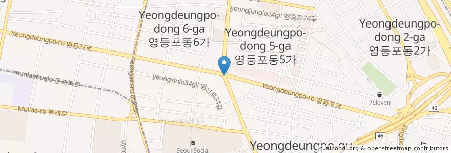 Mapa de ubicacion de 골뱅이포차 (Golbaengipocha) en Corée Du Sud, Séoul, 영등포구, 영등포동.