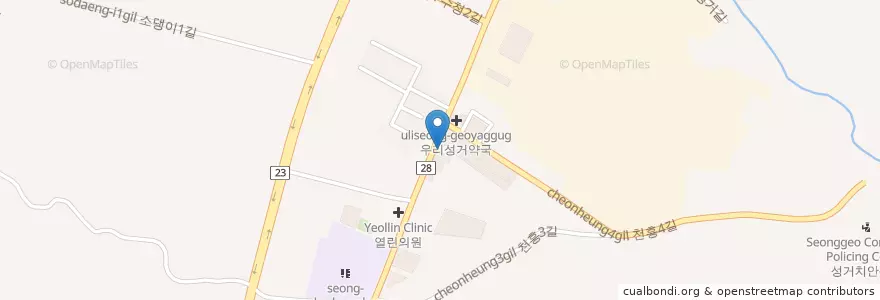 Mapa de ubicacion de Cafe96 en 대한민국, 충청남도, 천안시, 서북구, 성거읍.