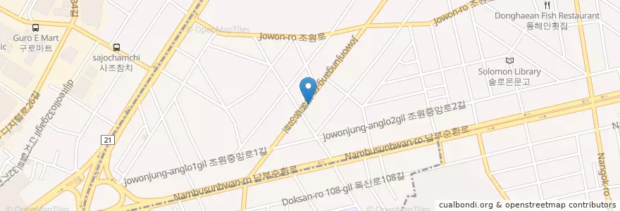 Mapa de ubicacion de 바로세움의원 en Güney Kore, Seul, 조원동.
