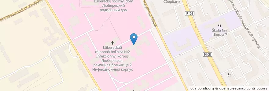 Mapa de ubicacion de Детская больница №3 en Russia, Distretto Federale Centrale, Oblast' Di Mosca, Городской Округ Люберцы.