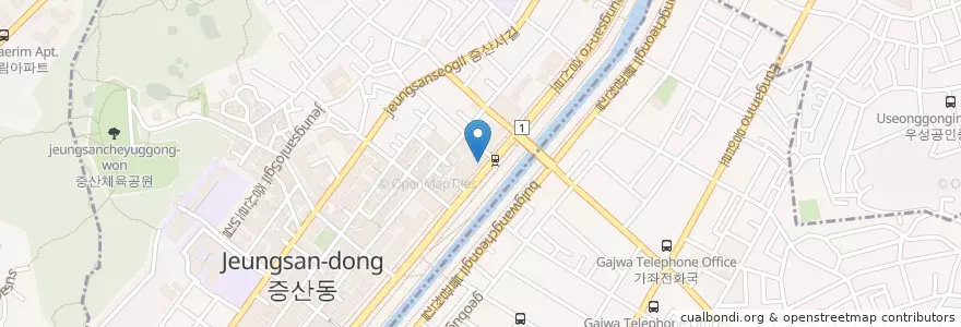Mapa de ubicacion de 도미노피자 en 大韓民国, ソウル, 恩平区, 증산동.