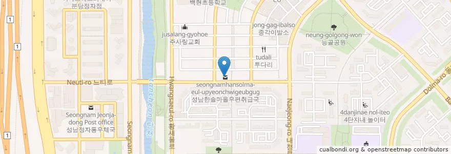 Mapa de ubicacion de 성남한솔마을우편취급국 en Corea Del Sur, Gyeonggi, 분당구.