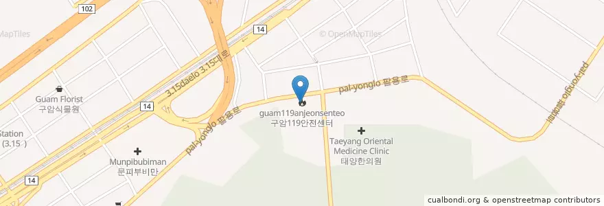 Mapa de ubicacion de 구암119안전센터 en Korea Selatan, Gyeongsang Selatan, 창원시, 의창구, 마산회원구.