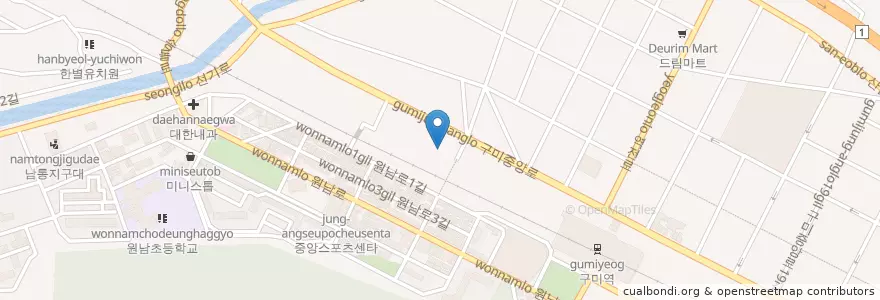 Mapa de ubicacion de CGV 구미 en 韩国/南韓, 庆尚北道, 龜尾市.
