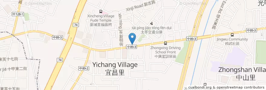 Mapa de ubicacion de 石敢當鹹酥雞 en Taiwán, Taichung, 太平區.
