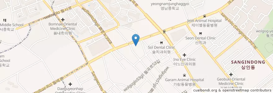 Mapa de ubicacion de 성모여성병원 en 대한민국, 대구, 달서구.