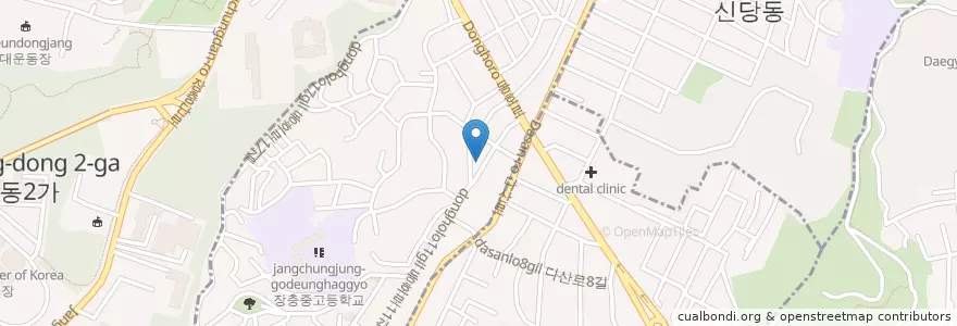 Mapa de ubicacion de 신당종합사회복지관 en کره جنوبی, سئول, 중구, 다산동.
