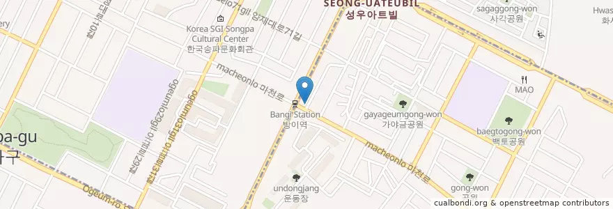 Mapa de ubicacion de 스타벅스 en Coreia Do Sul, Seul, 송파구, 오금동.