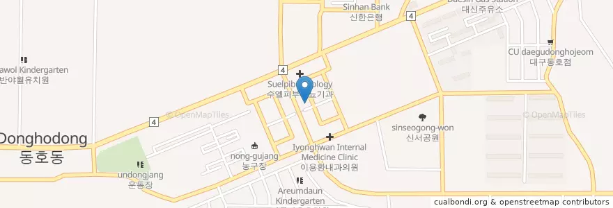 Mapa de ubicacion de 반야월농협 (Nonghyup) en 大韓民国, 大邱, 東区, 안심동.