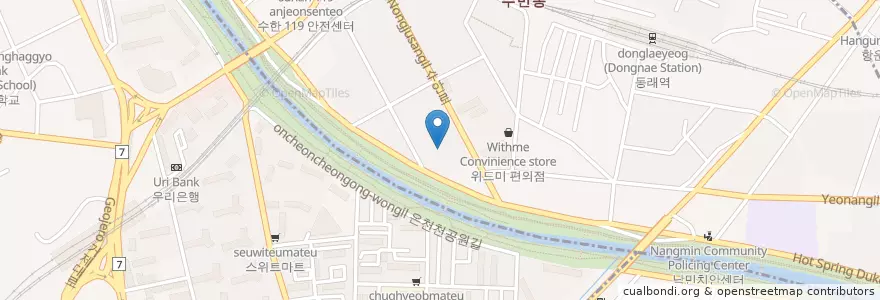 Mapa de ubicacion de 신부산제일교회 en South Korea, Busan, Dongnae-Gu, Sumin-Dong, Geoje-Dong.