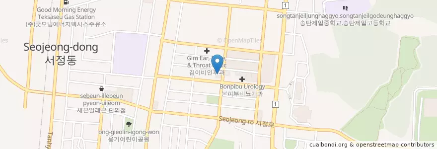 Mapa de ubicacion de IBK기업은행 송탄지점 en كوريا الجنوبية, 경기도, 평택시.