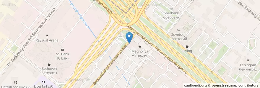 Mapa de ubicacion de Горздрав en Rusia, Distrito Federal Central, Москва, Северный Административный Округ, Район Беговой.