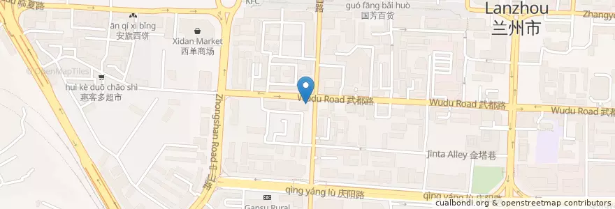 Mapa de ubicacion de 甘肃省农村信用社 en چین, گانسو, لانژو, 城关区, 白银路街道.