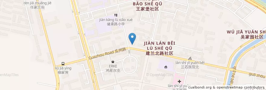 Mapa de ubicacion de 万碗香烤肉 en 中国, 甘肃省, 兰州市 (Lanzhou), 七里河区, 建兰路街道.