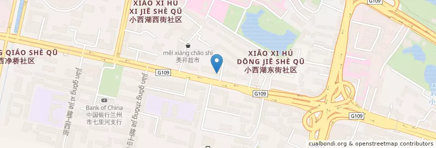 Mapa de ubicacion de 中国农业银行 en Китай, Ганьсу, Ланьчжоу, 七里河区, 西湖街道.