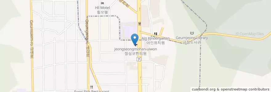 Mapa de ubicacion de 손동훈정형외과 en Республика Корея, Пусан, 금정구, 남산동.