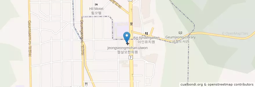 Mapa de ubicacion de 정성모한의원 en Güney Kore, Busan, 금정구, 남산동.