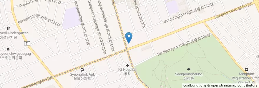 Mapa de ubicacion de 서울튼튼이치과의원 강남점(Seoul TTE dental clinic) en كوريا الجنوبية, سول, 강남구.