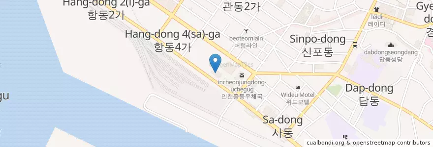 Mapa de ubicacion de 인천중부소방서 en 대한민국, 인천, 중구, 신포동.