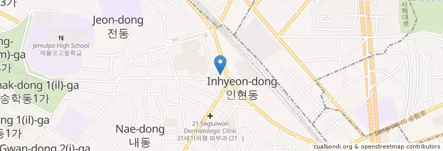 Mapa de ubicacion de 롯데리아 동인천역전점 en 대한민국, 인천, 동구, 동인천동.
