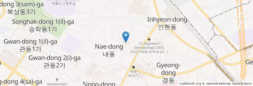 Mapa de ubicacion de 내리교회 en Südkorea, Incheon, Dong-Gu, 내동, 동인천동.