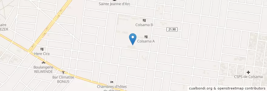 Mapa de ubicacion de Colsama E en Burquina Faso, Hauts-Bassins, Houet.