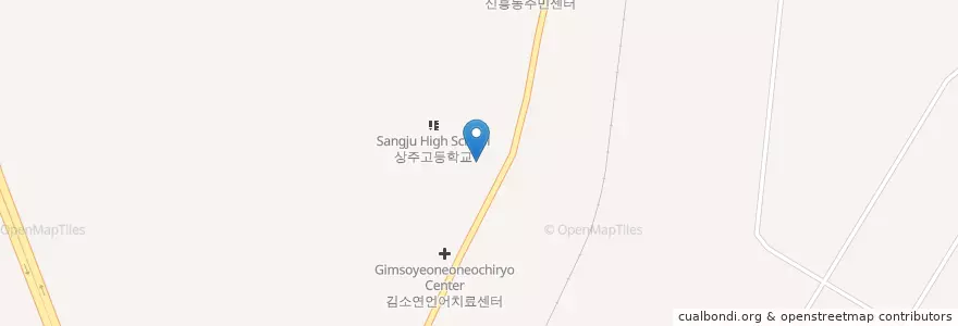 Mapa de ubicacion de 신봉교회(Sinbong church) en Korea Selatan, Gyeongsang Utara, 상주시.